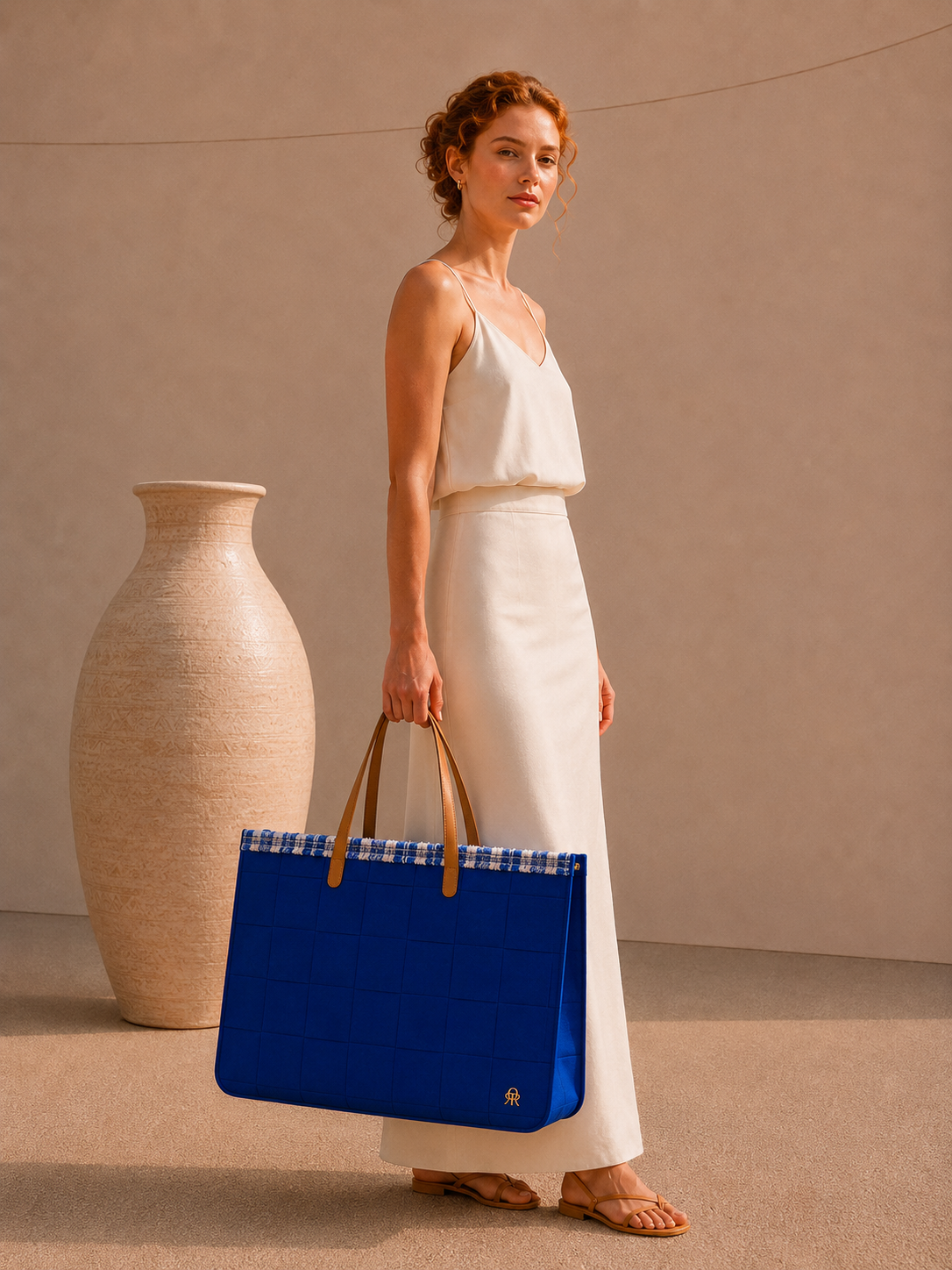 BOLSO GRANDE TRAMA FIELTRO 43 AZUL