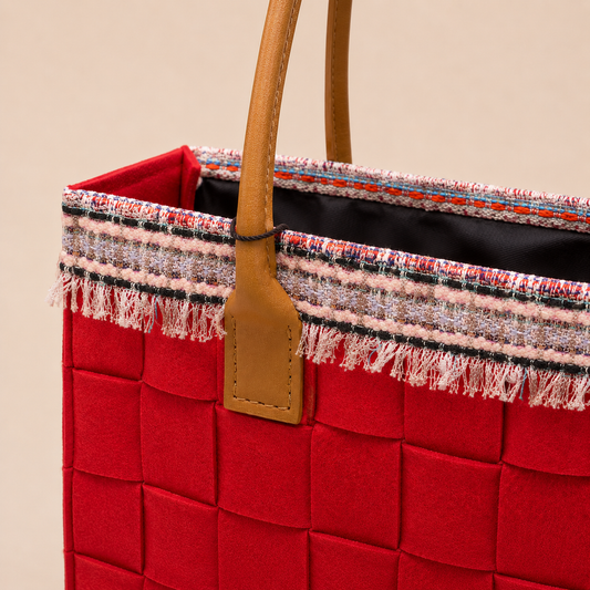 BOLSO PEQUEÑO TRAMA FIELTRO 17 CARMIN