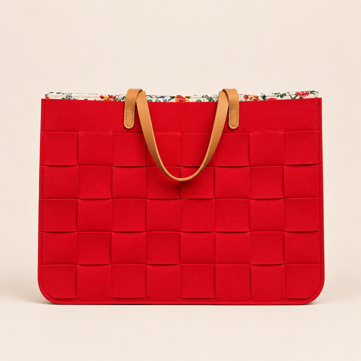 BOLSO GRANDE TRAMA FIELTRO 17 CARMIN