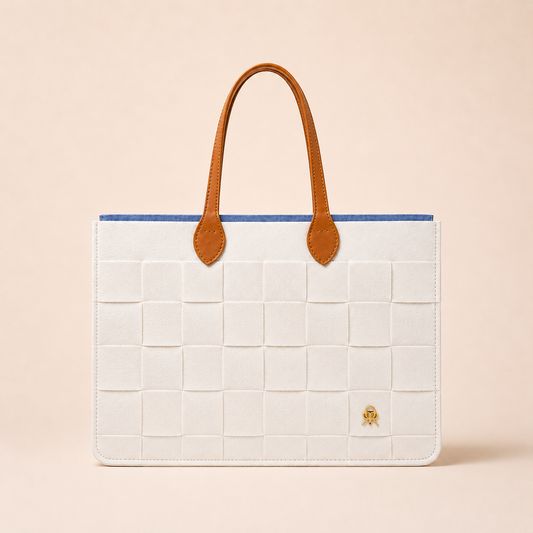 BOLSO MEDIANO TRAMA FIELTRO OFF WHITE