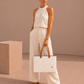 BOLSO MEDIANO TRAMA FIELTRO OFF WHITE
