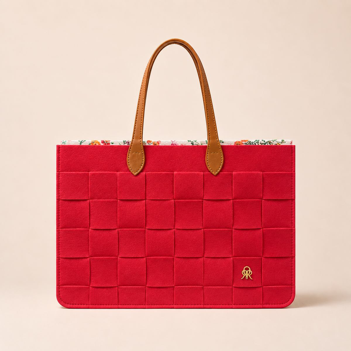 BOLSO MEDIANO TRAMA CARMIN