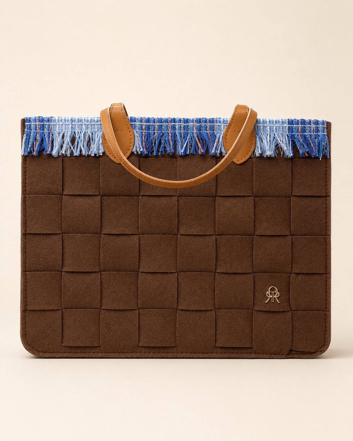 FELT BROWN - SKY BLUE TWEED