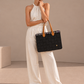 BOLSO MEDIANO TRAMA FIELTRO NEGRO