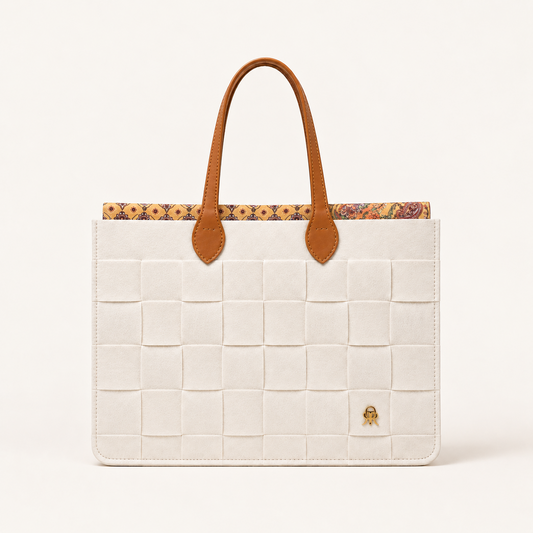 BOLSO MEDIANO TRAMA FIELTRO OFF WHITE